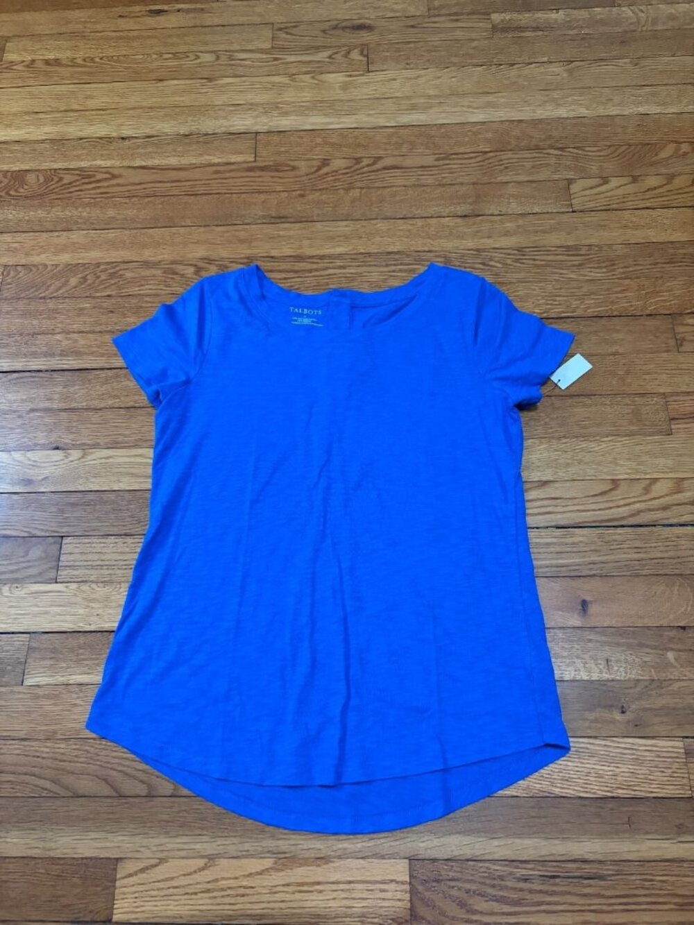 Talbots Womens Short Sleeve Shirt Size Small Blue Cotton Modal Top NWT NEW